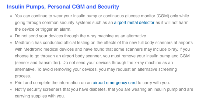 tsa, insulin pumps, insulin pumps tsa