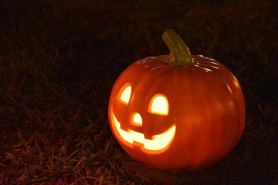 a pumpkin with a light inside