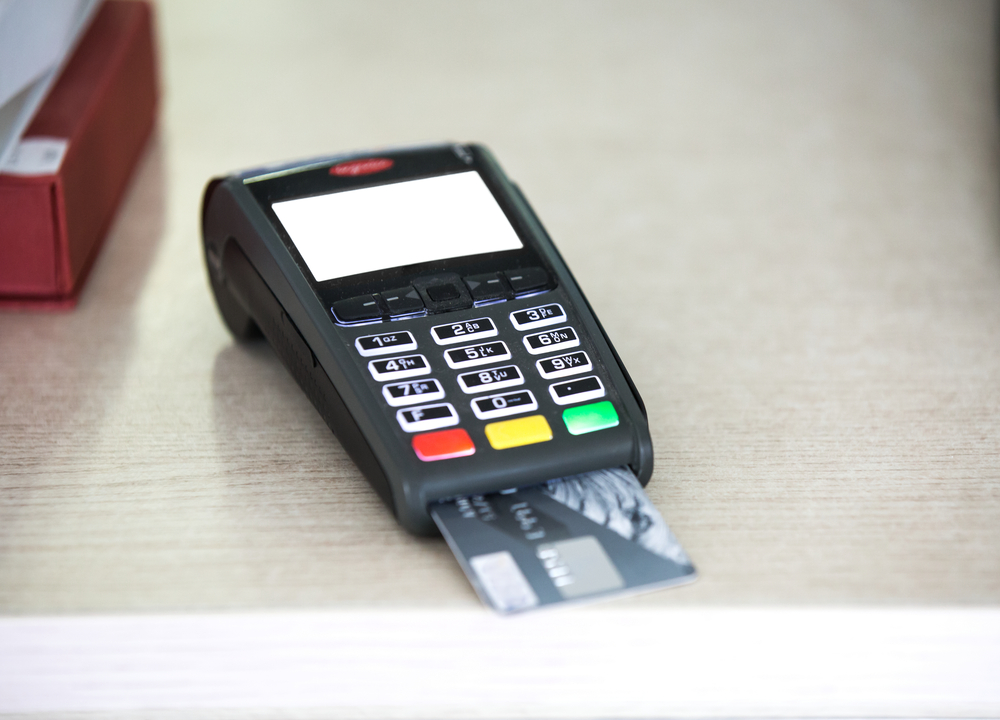 a credit card reader on a table