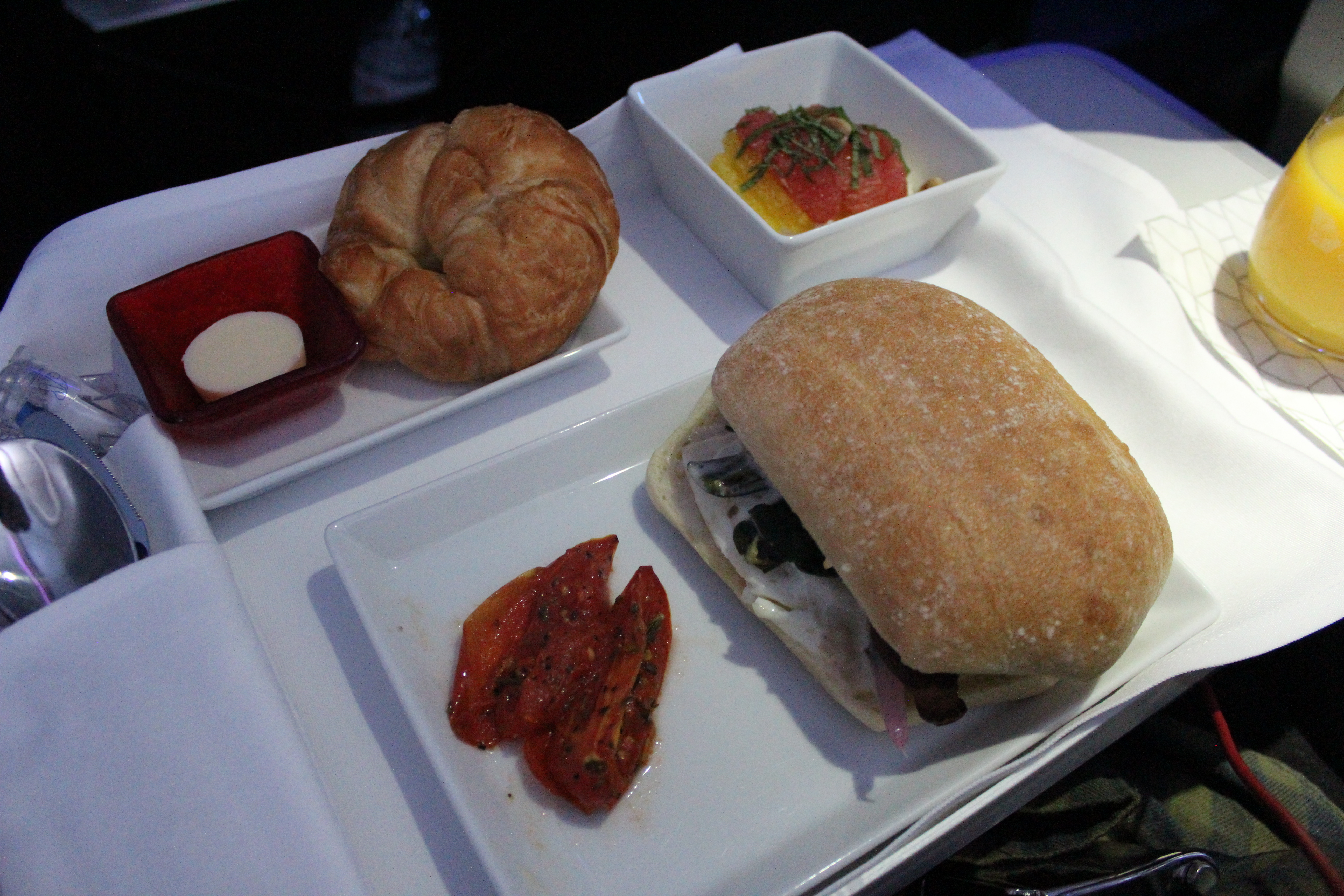 Virgin America First Class Breakfast