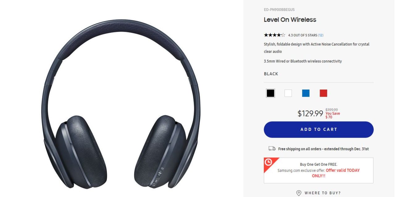 Deal: 2 Pairs of Samsung Wireless N/C Headphones $129 – Today Only