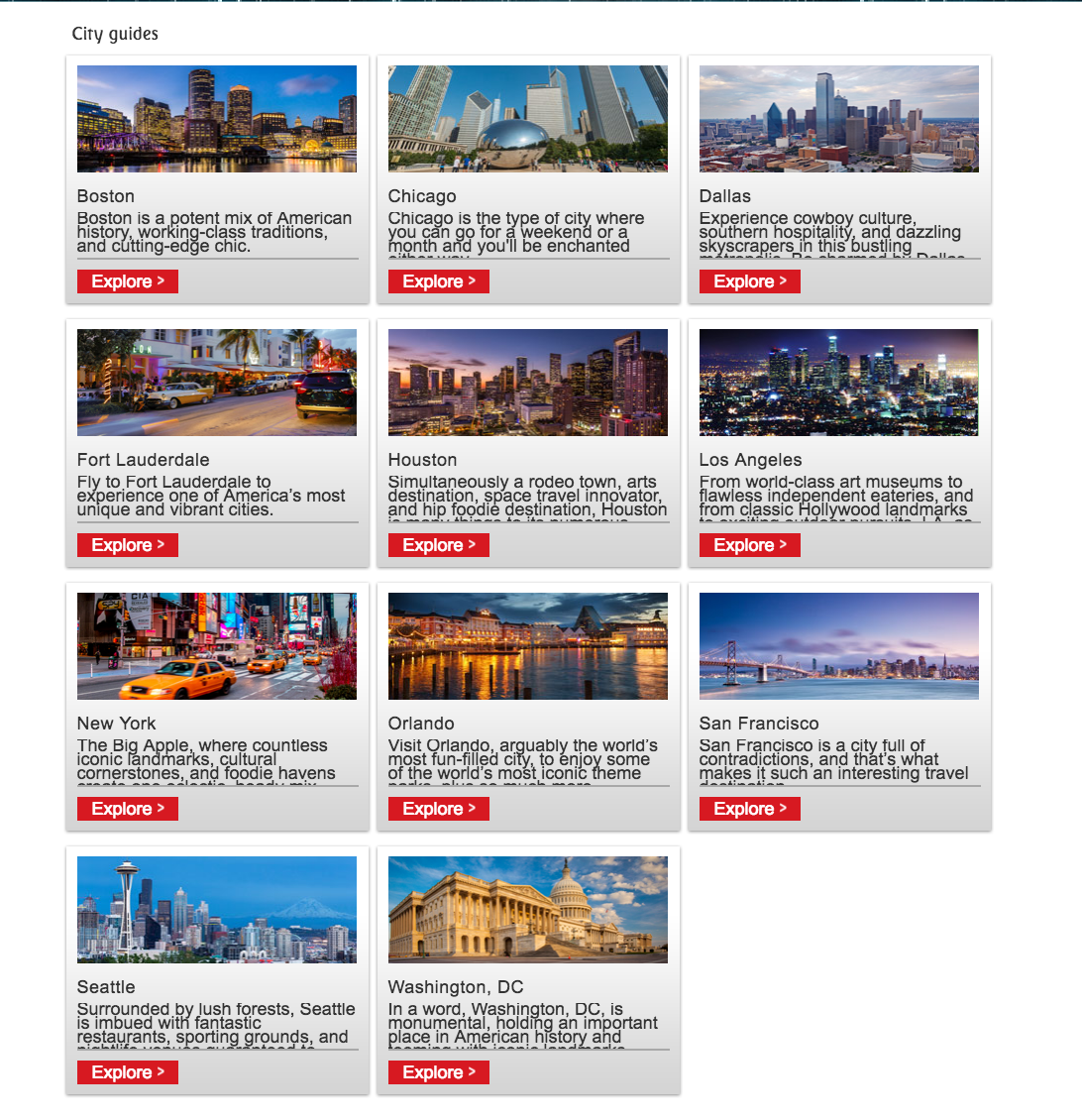 Emirates Destinations in USA