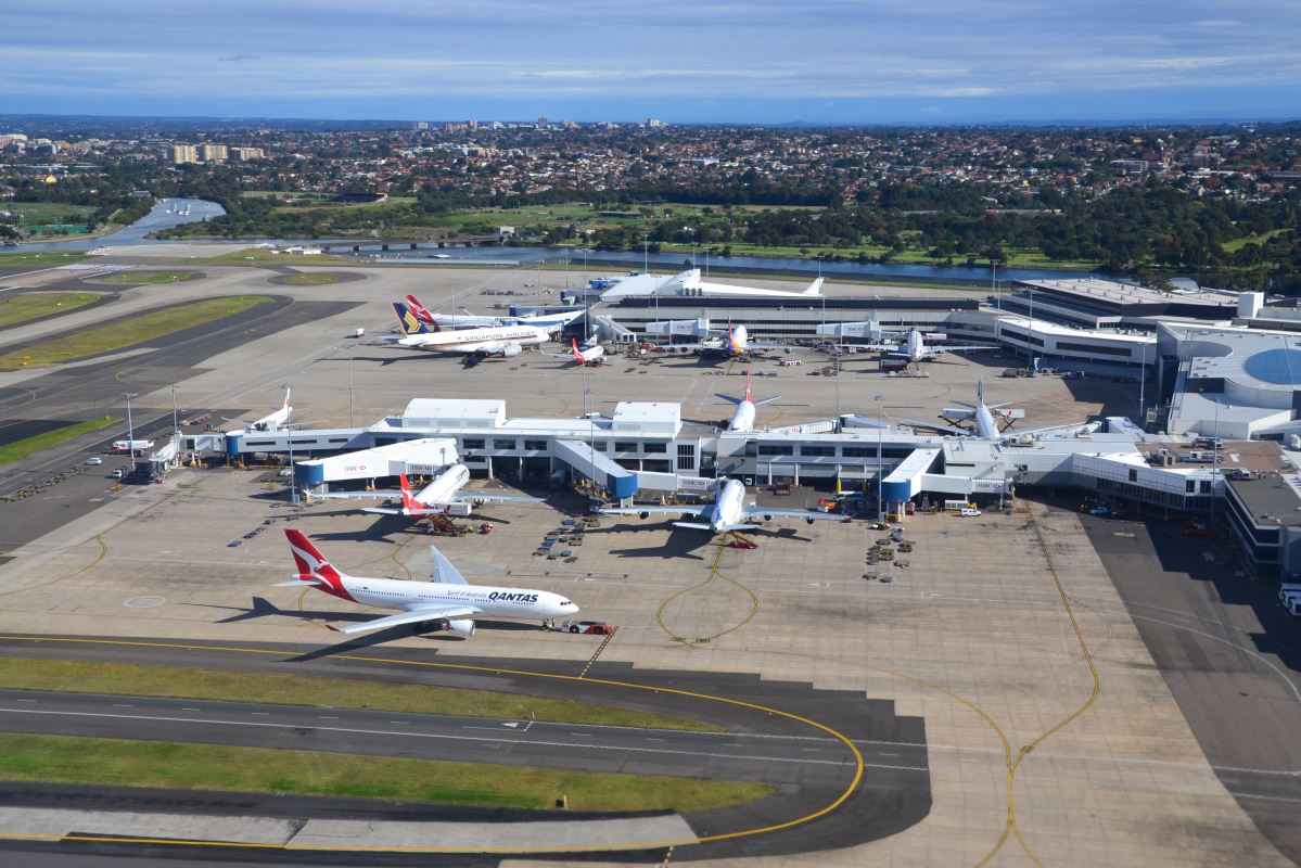 an aerial view of an airport