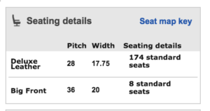 Seat Pitch and Width Spirit (SeatGuru)