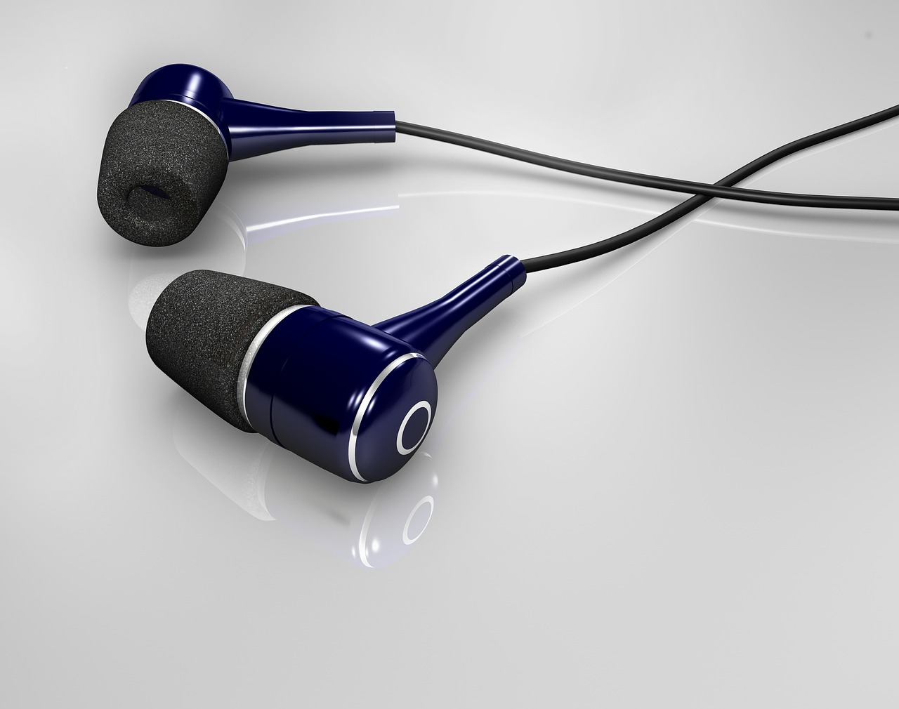 a pair of blue earbuds