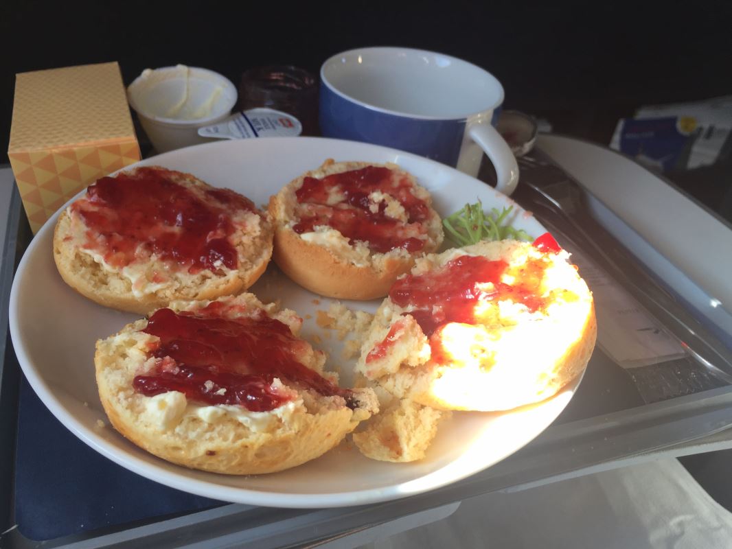 a plate of food on a tray