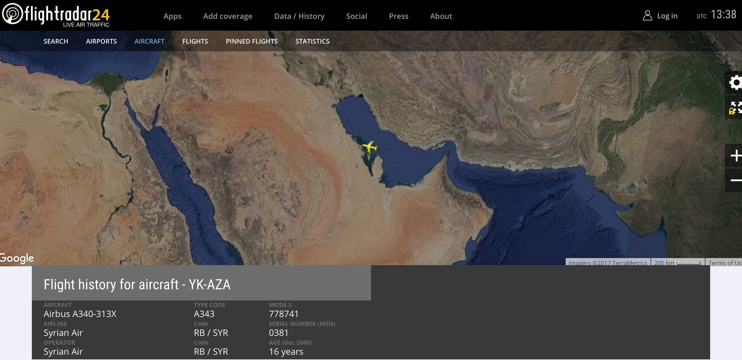 Syrian Air's Airbus a340