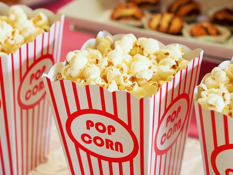 a group of popcorn in a row