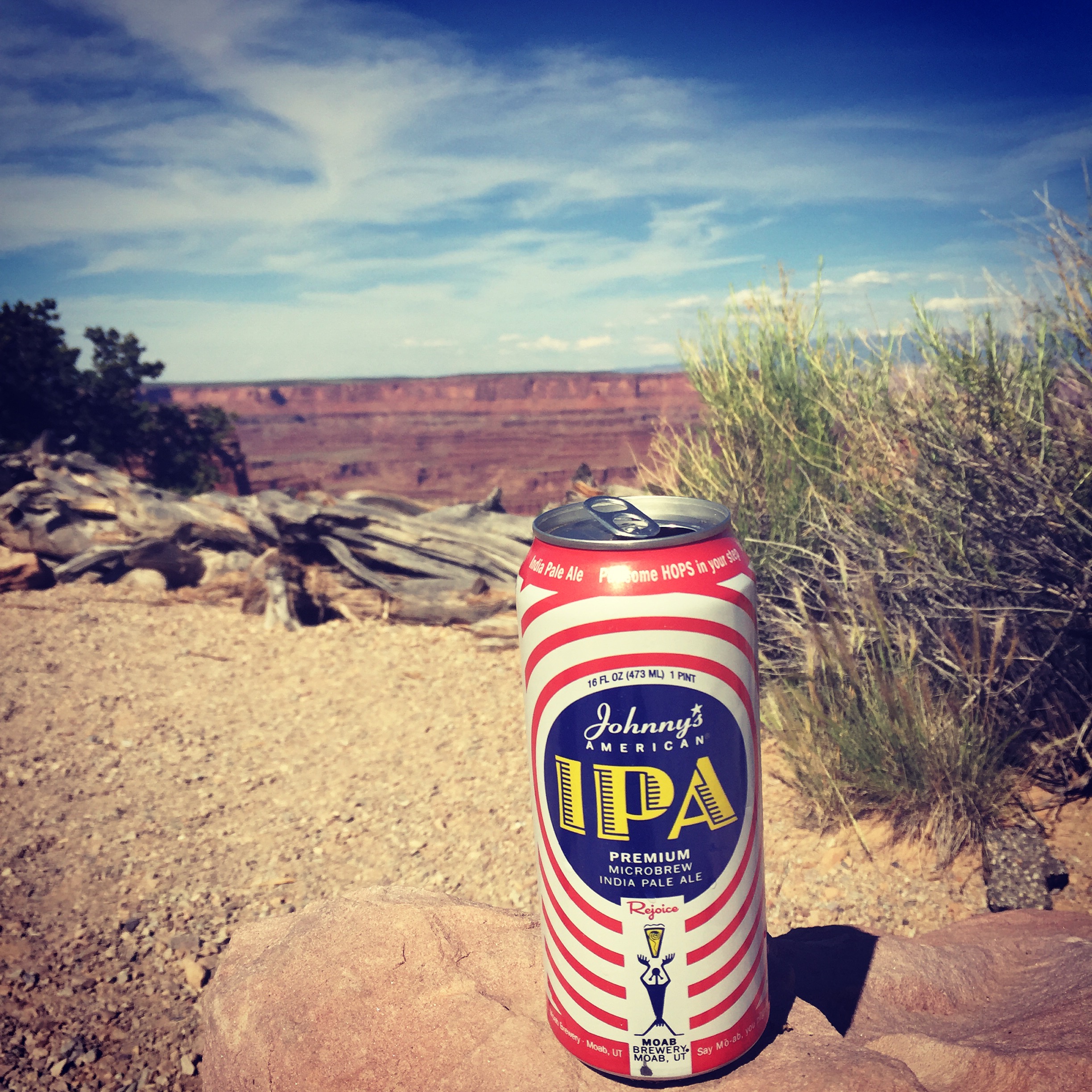 a can of beer on a rock