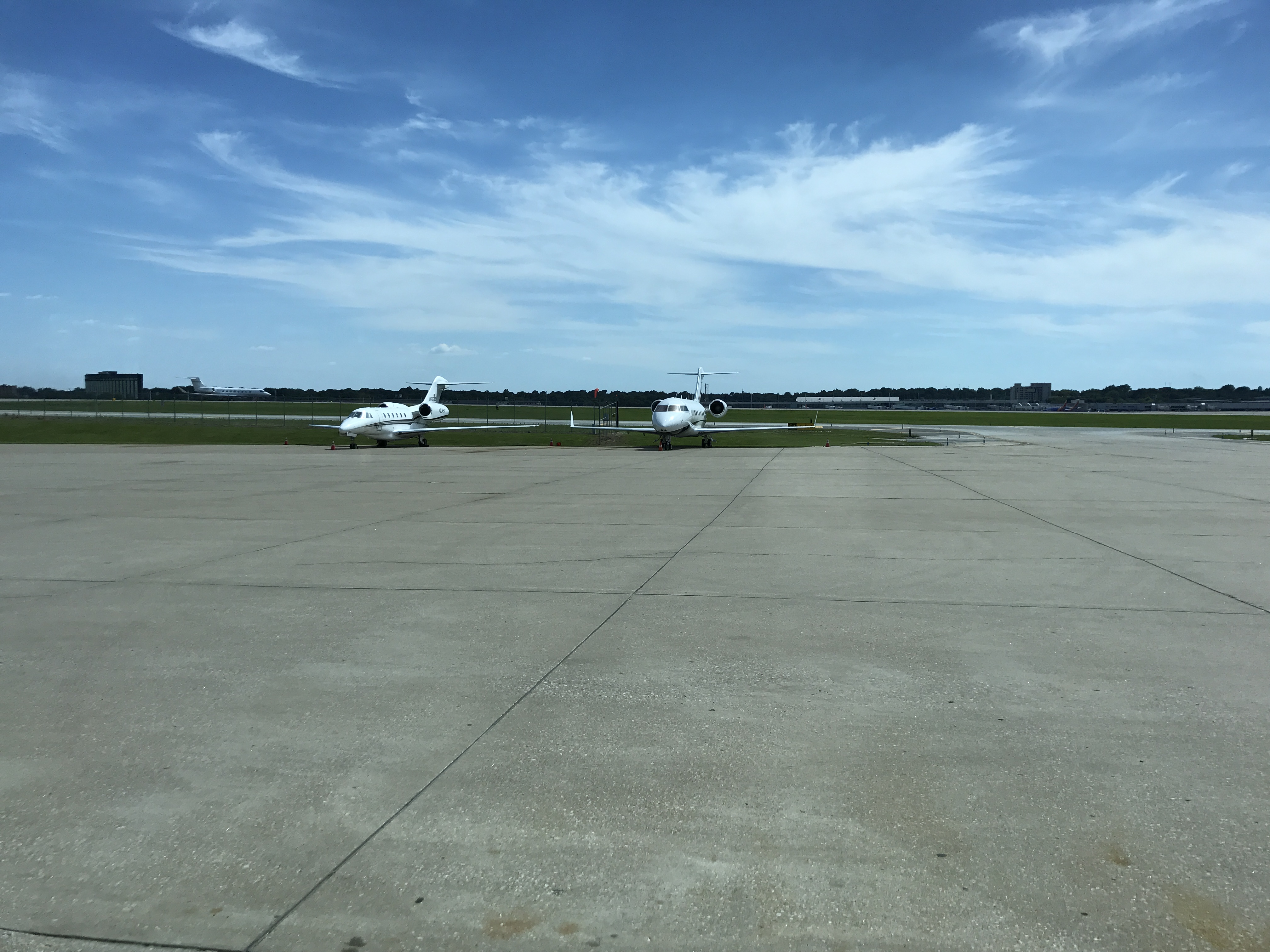 View of the private aviation ramp at Lambert Airport