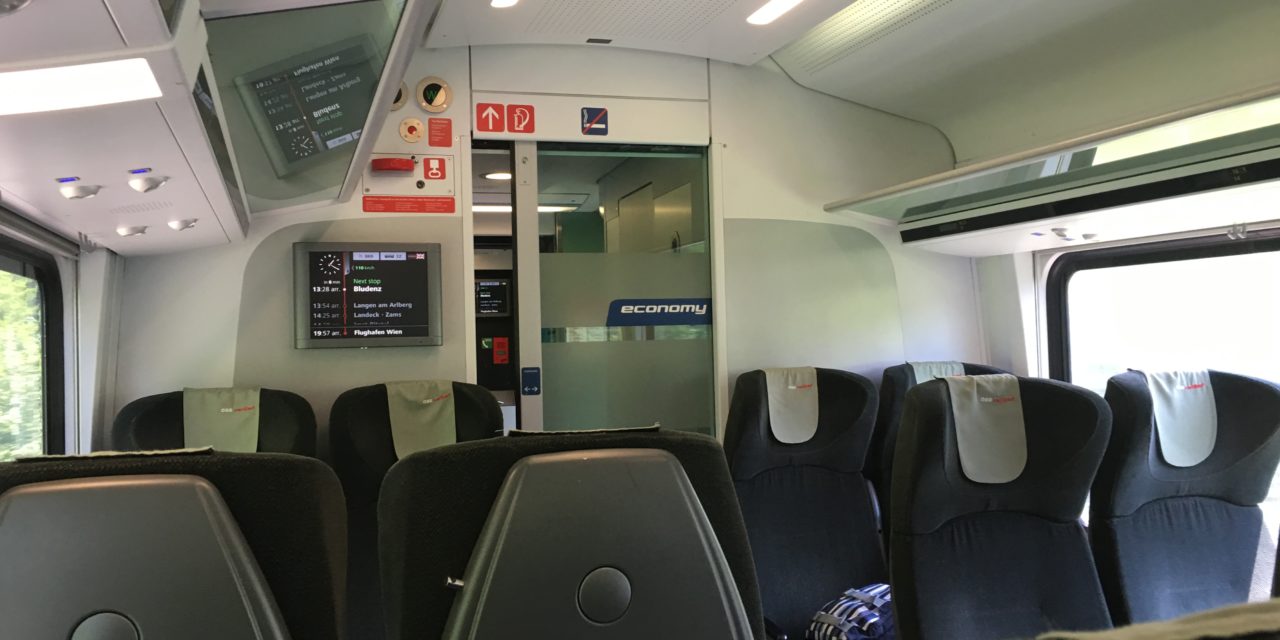 Railjet Second Class Zurich to Innsbruck