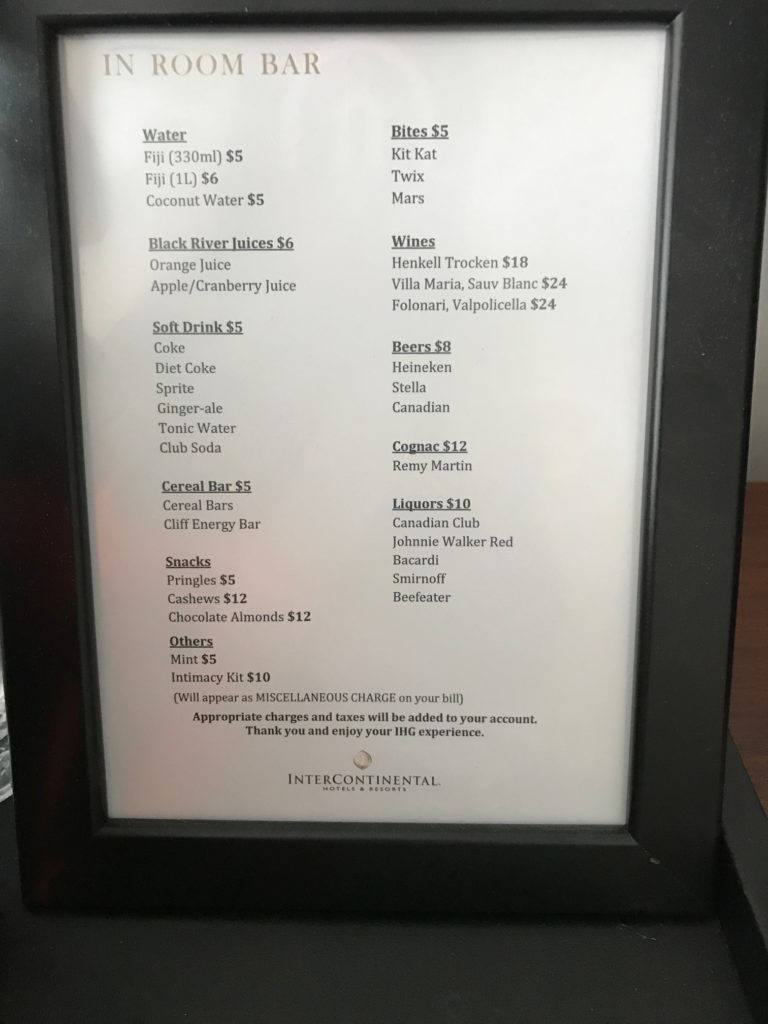 a menu in a frame