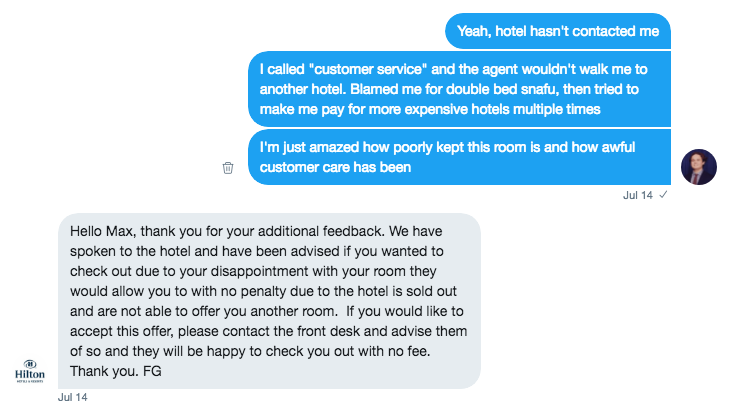 Unbelievably Poor Customer Service During Stay At Hilton Myrtle
