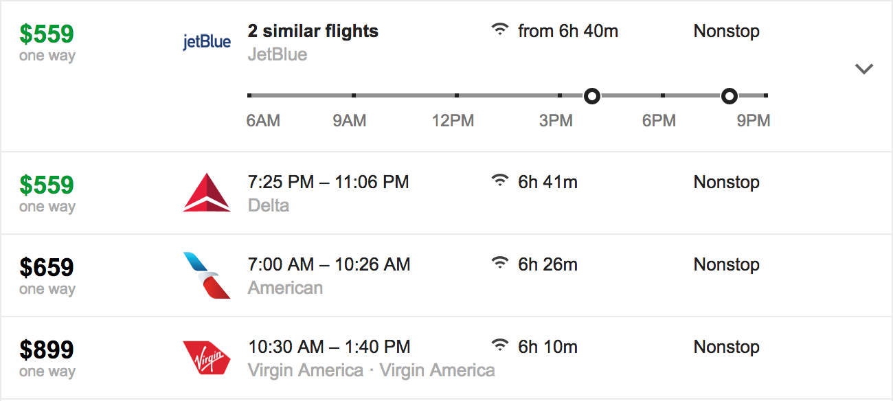 Transcontinental Business Class Fare from New York to LAX