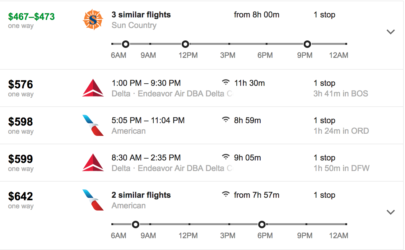 Layover for lower transcontinental business class fares