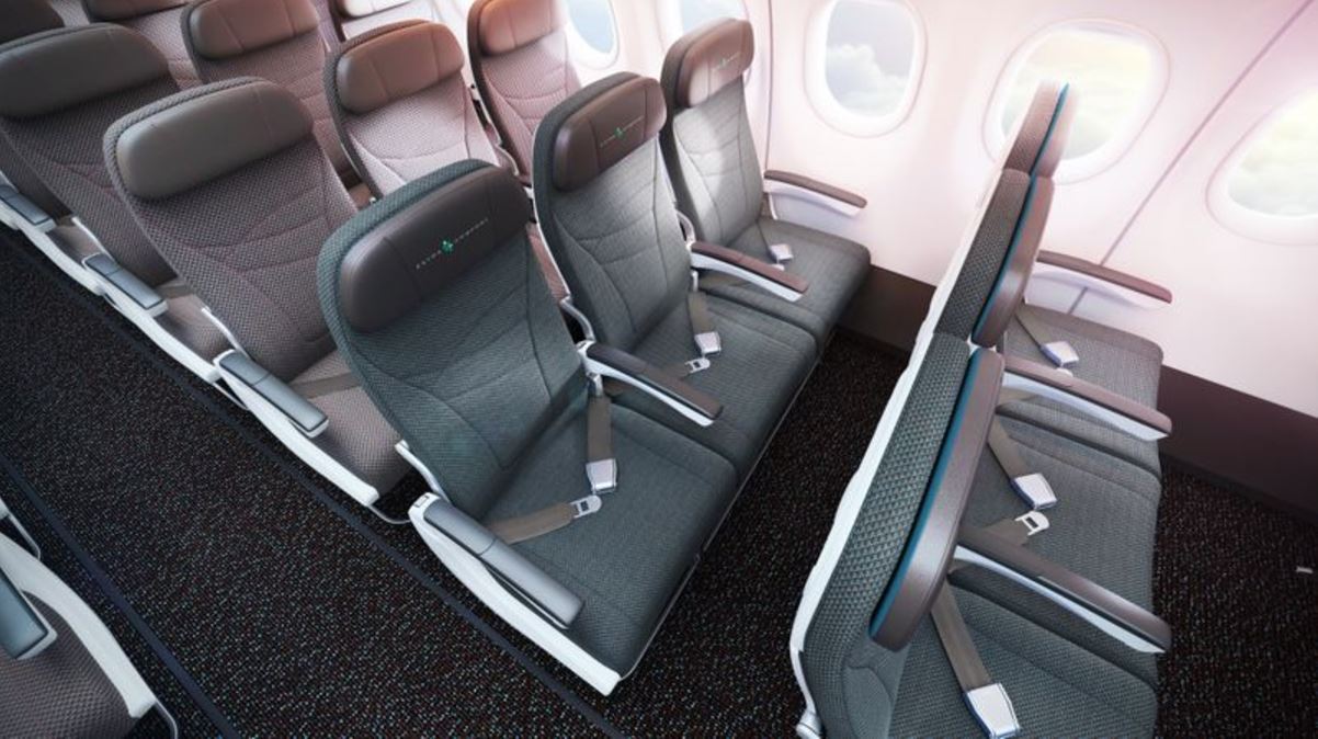 a row of seats in an airplane