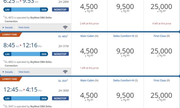 Wow! Just 4,500 Skymiles for a $100+ Flight!