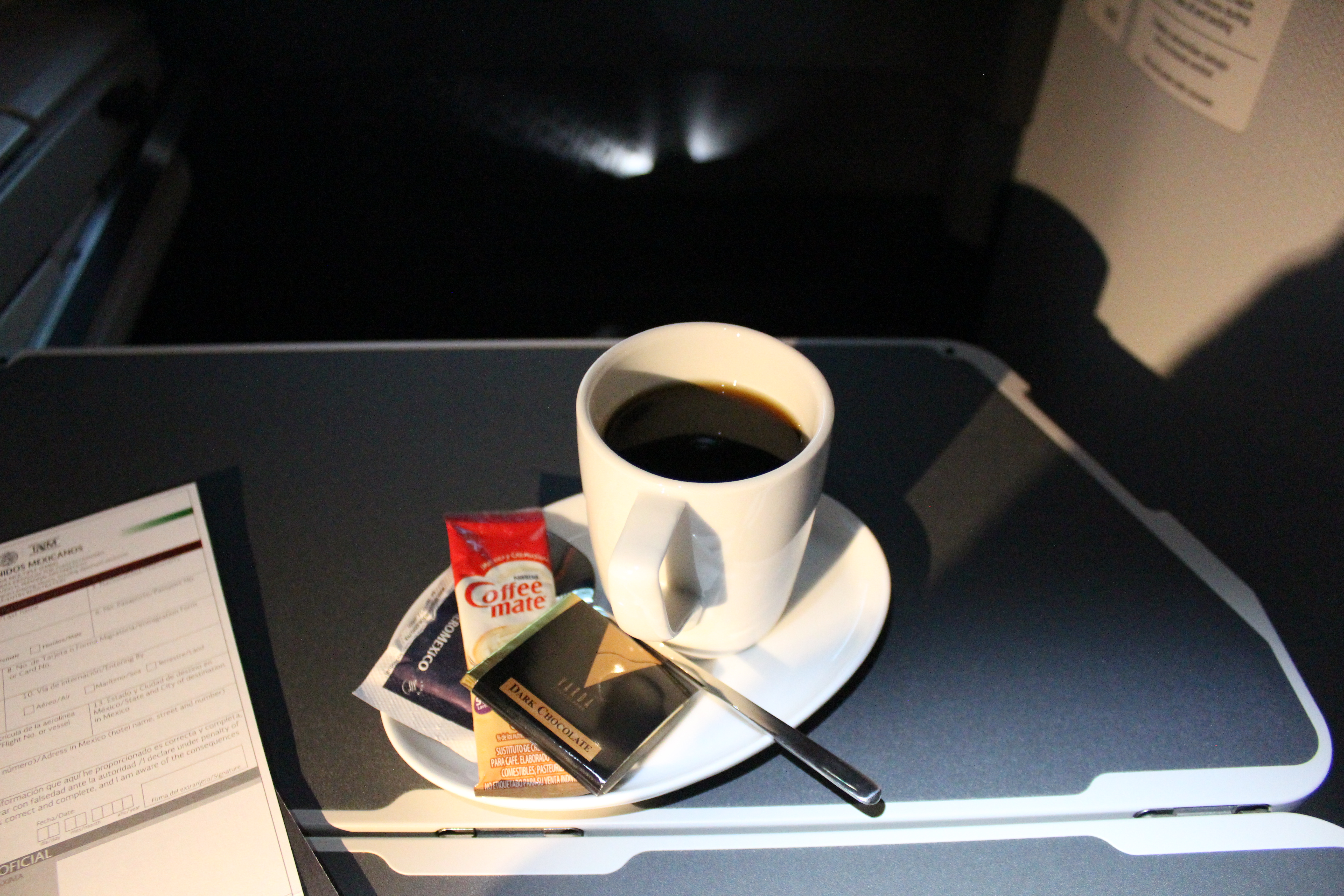 Aeromexico Business Class Coffee and Chocolate