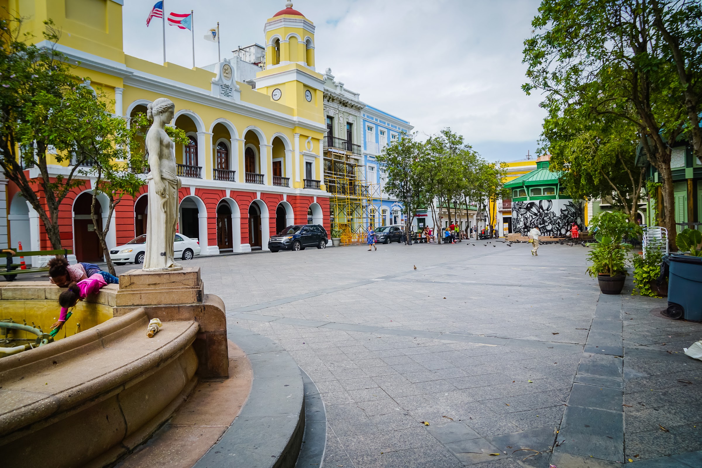 a statue in a plaza