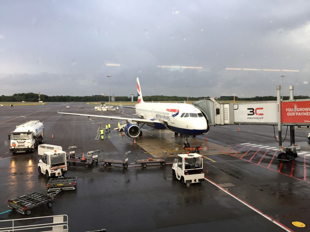 an airplane on the runway