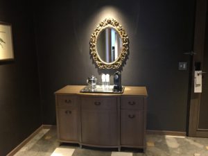 a mirror on a counter