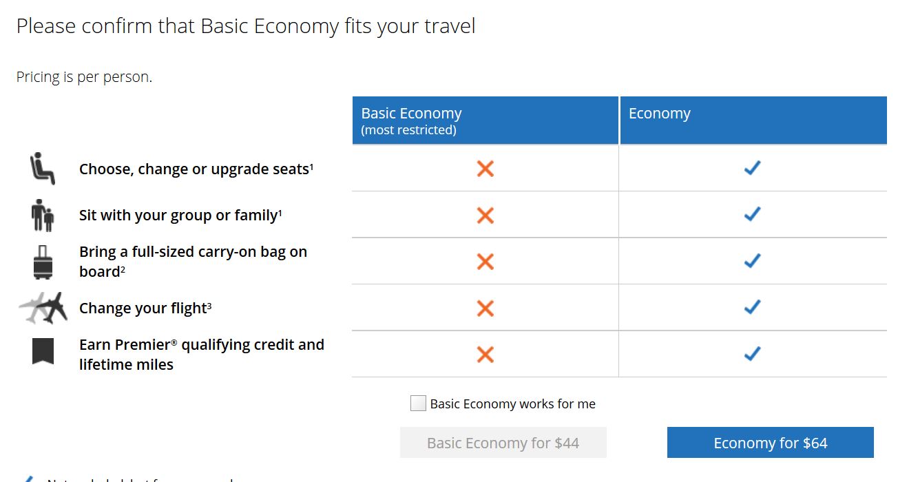 United basic economy carry cheap on cost