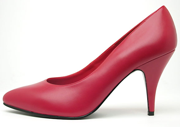 a red high heeled shoe