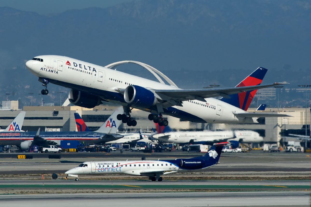 a large airplane taking off