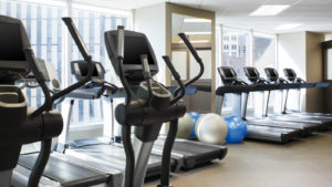 a room with exercise equipment