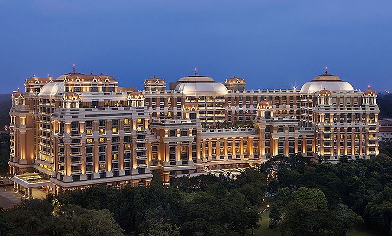 a large building with lights on it