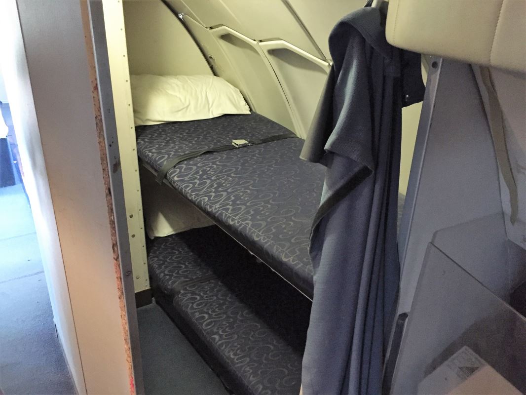 a bed in an airplane