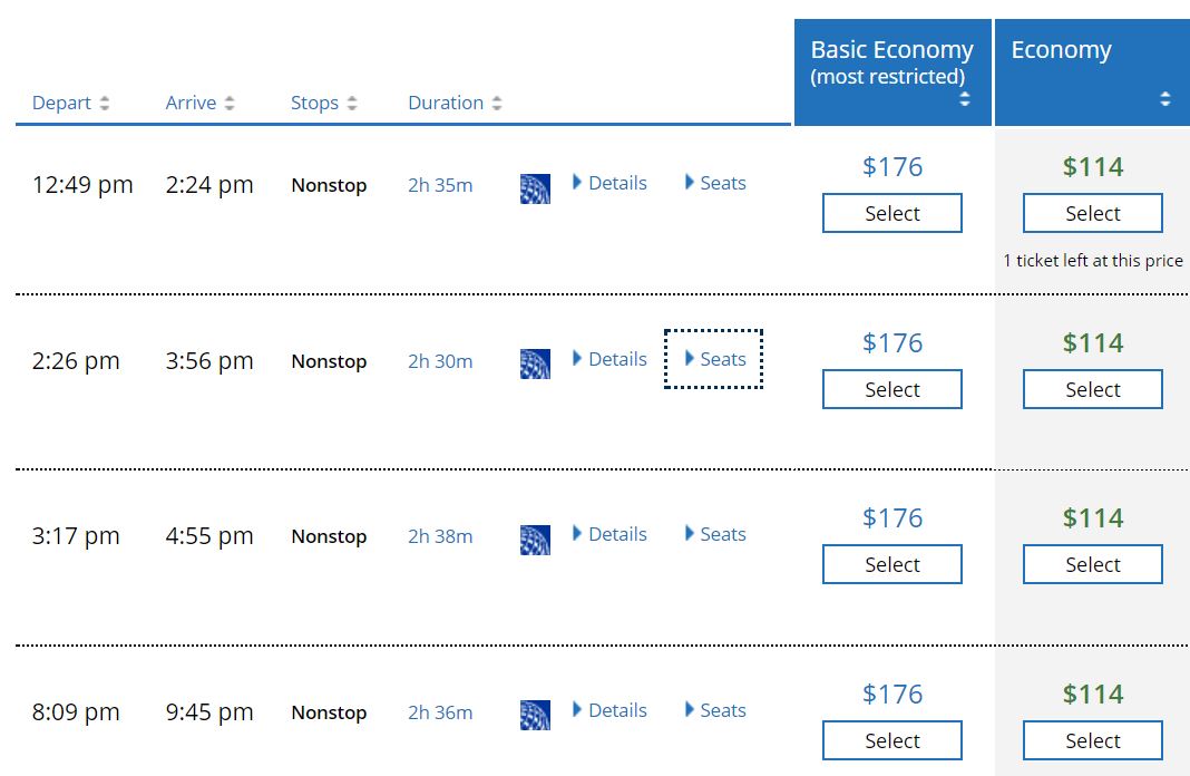 United Basic Economy More Expensive