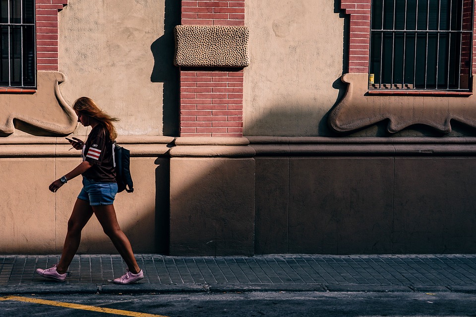 a woman walking on the street