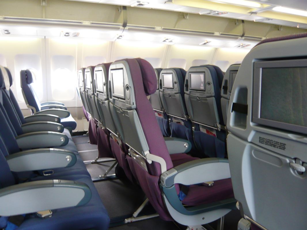 a row of seats in an airplane