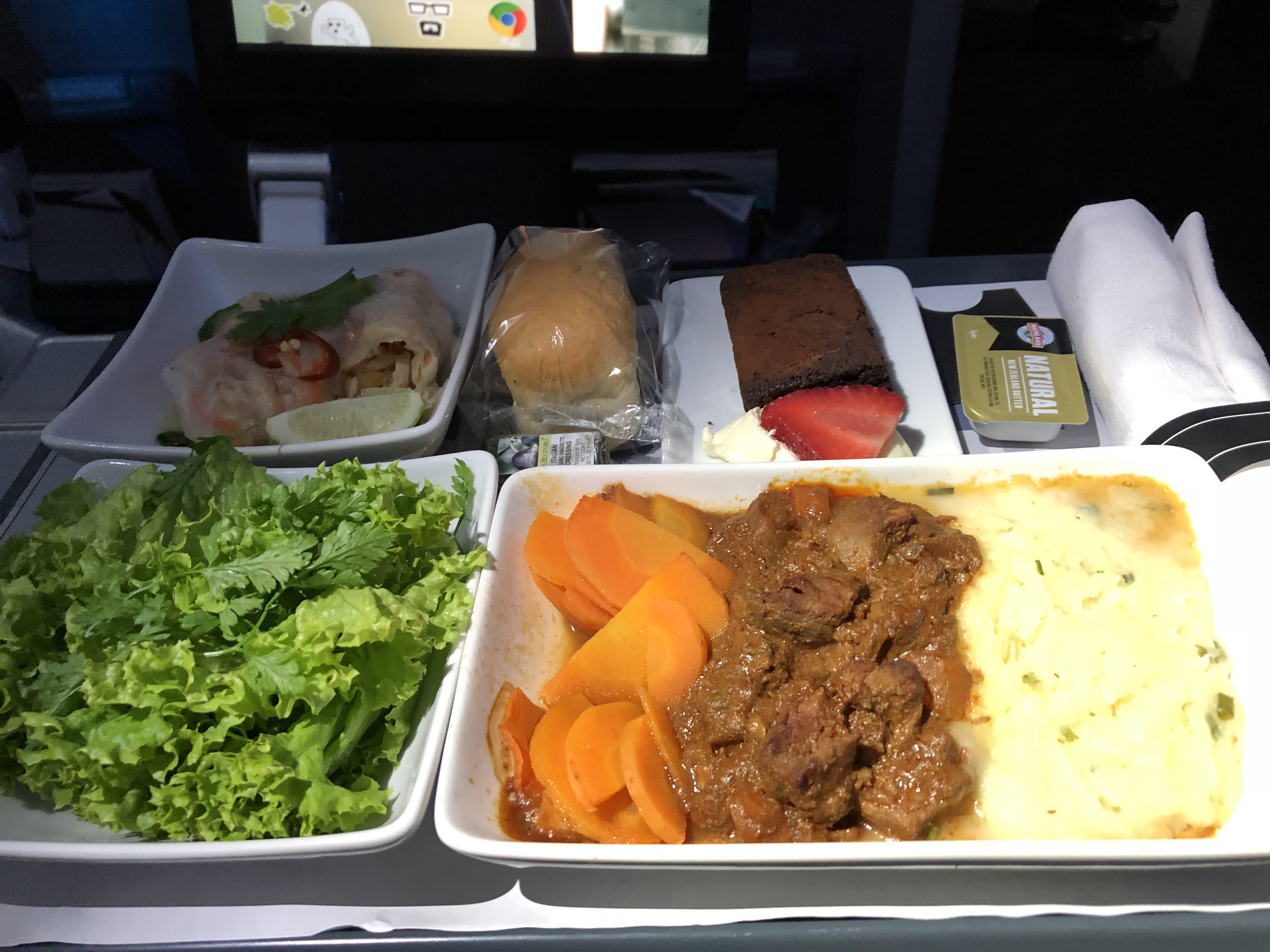 American Airlines Premium Economy Dinner Service AKL-LAX