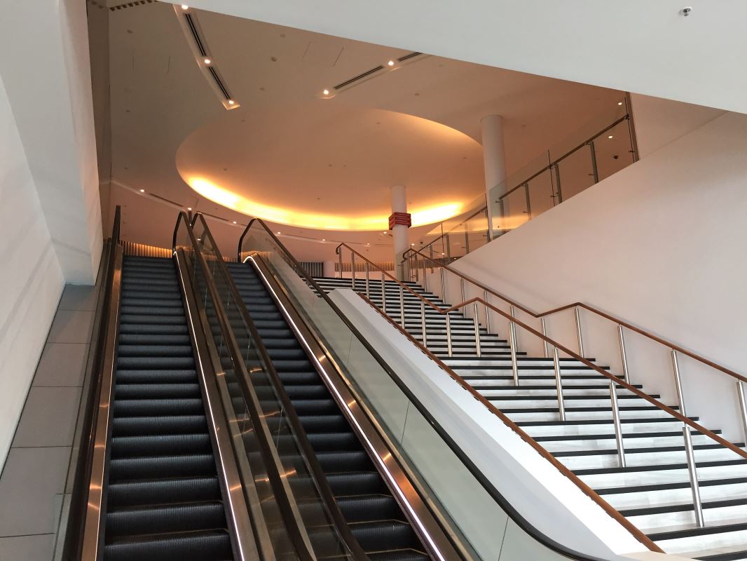 a escalator in a building