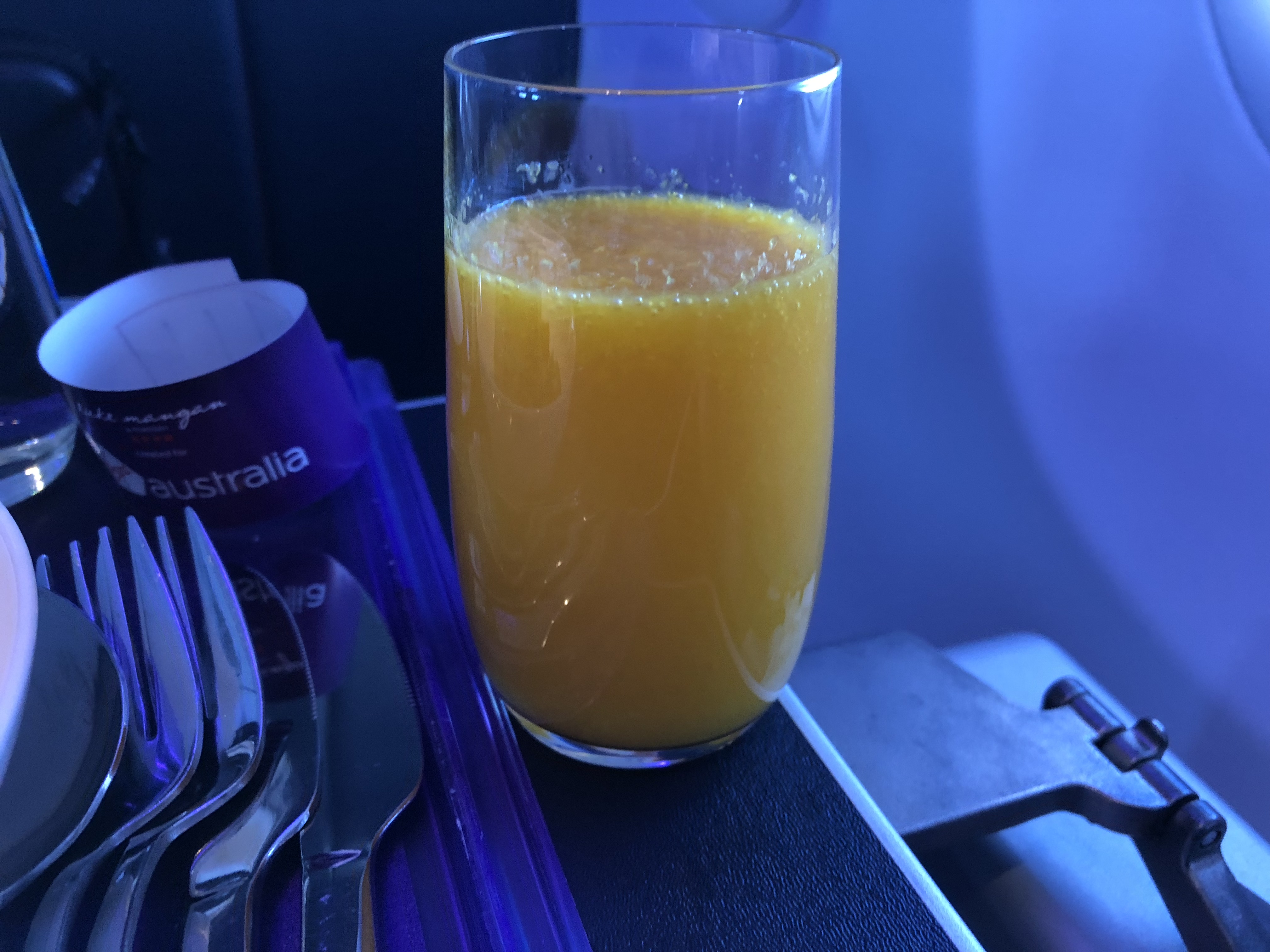 Virgin Australia Business Class Fresh Squeezed Orange Juice