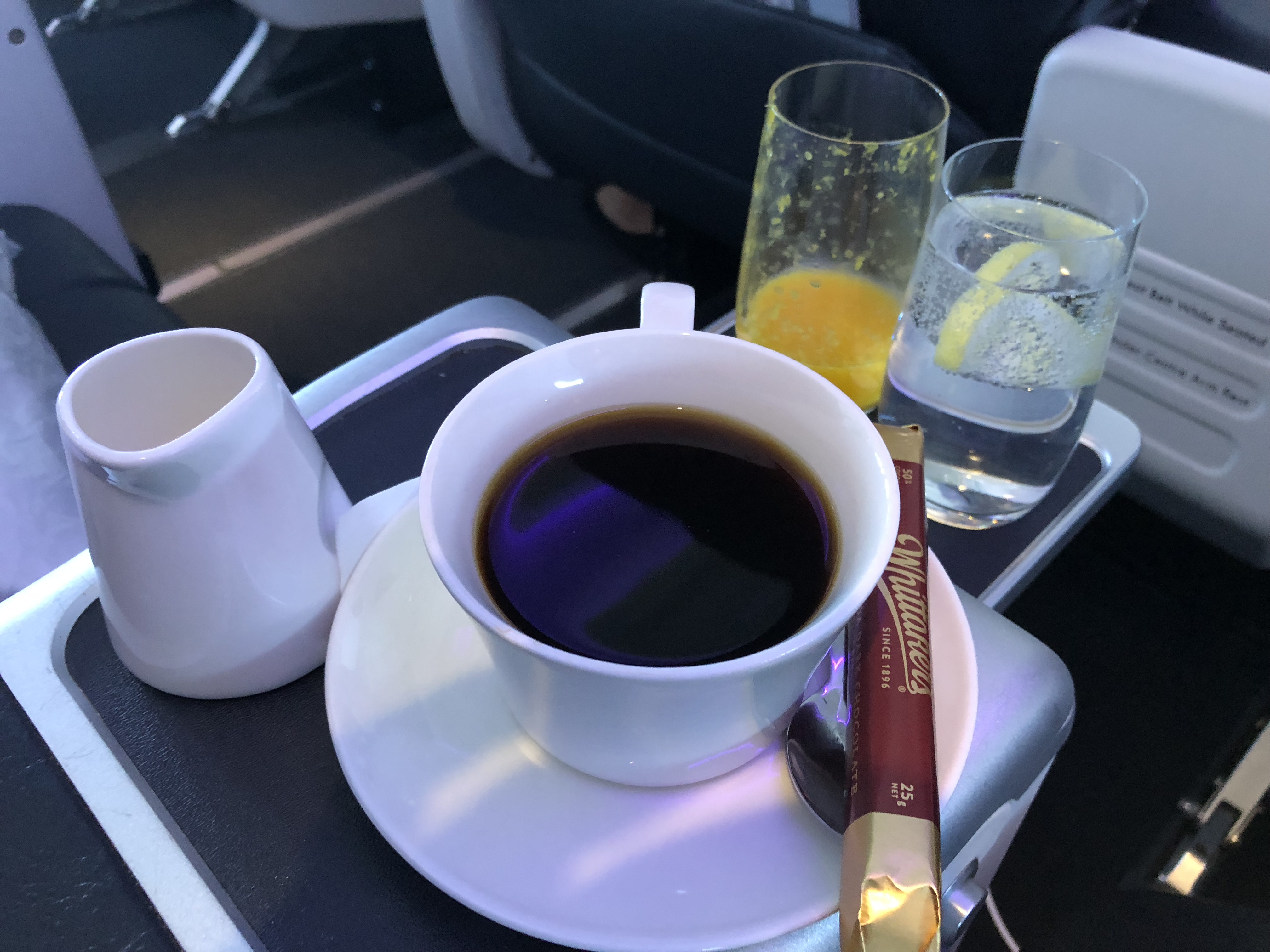 Virgin Australia Business Class Coffee and Chocolate