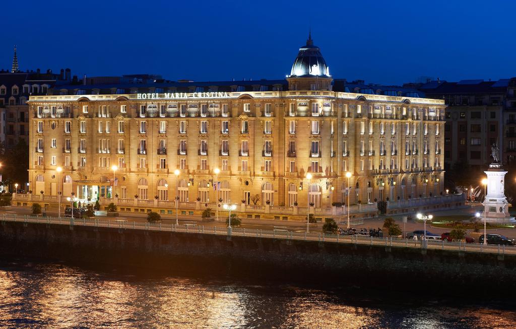 a building with lights on it