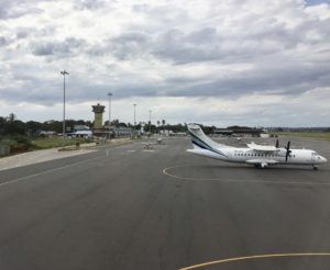 a plane on the runway