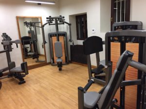 a room with exercise equipment