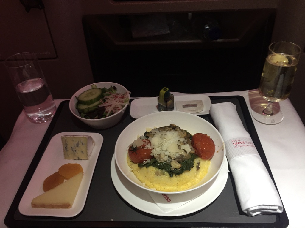 a plate of food on a tray