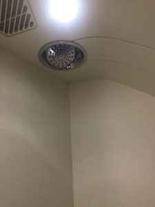 a shower head in a room