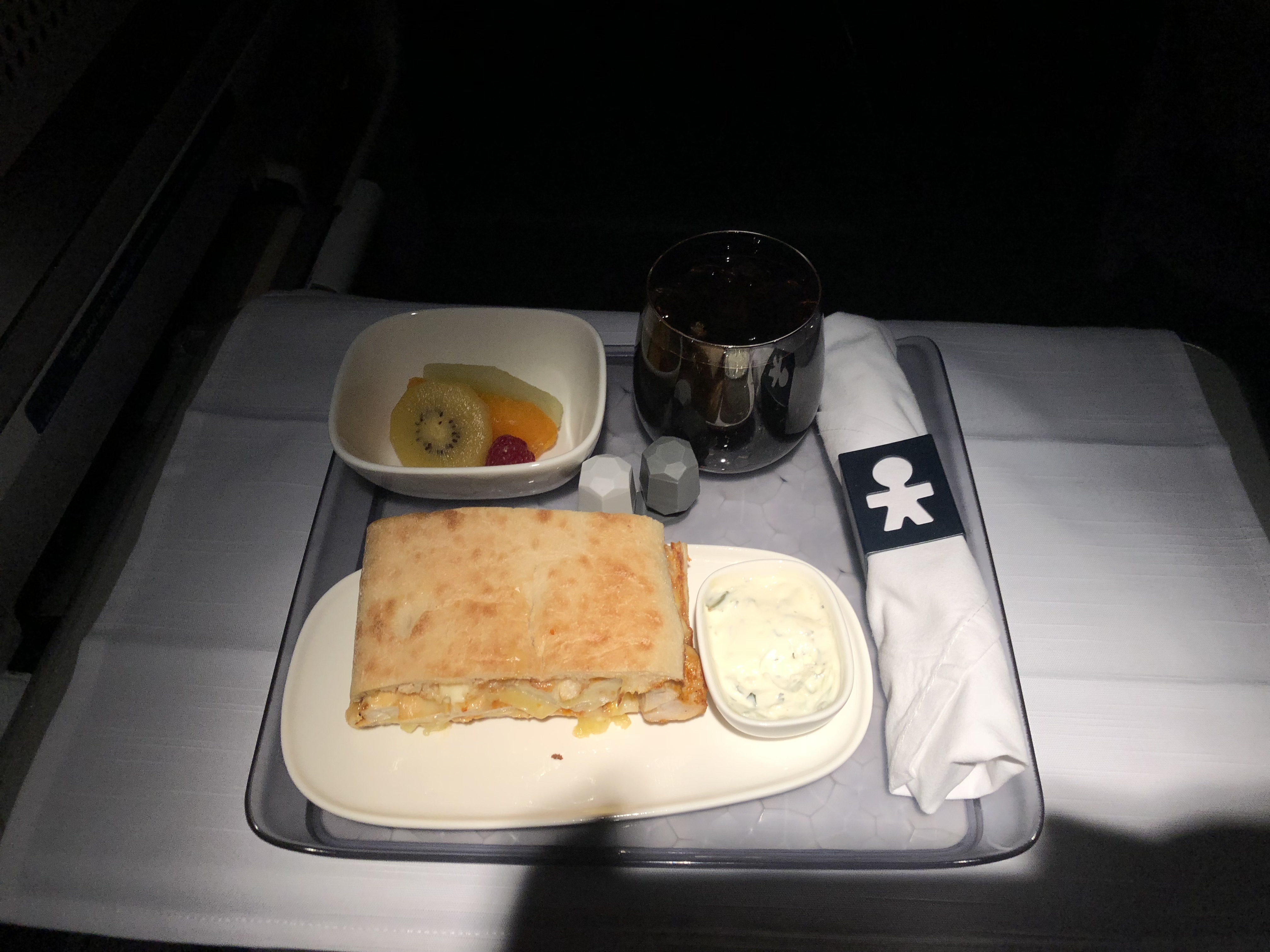 Delta One mid-flight snack., Sydney to Los Angeles