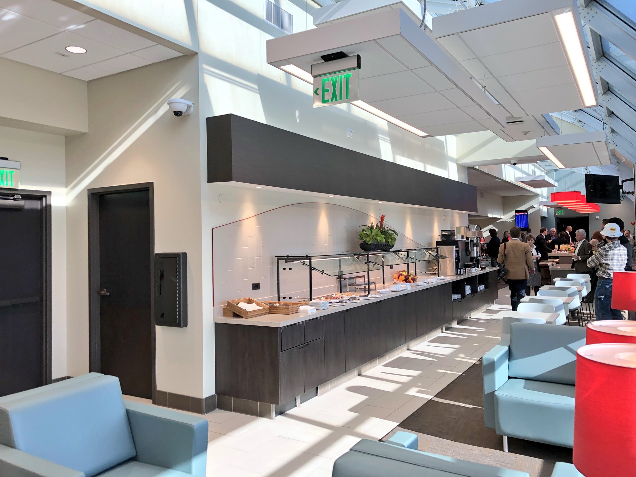 a food buffet in a room