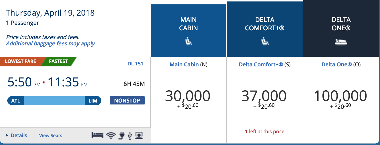 Fly to Lima from the US for 30K SkyMiles One-way