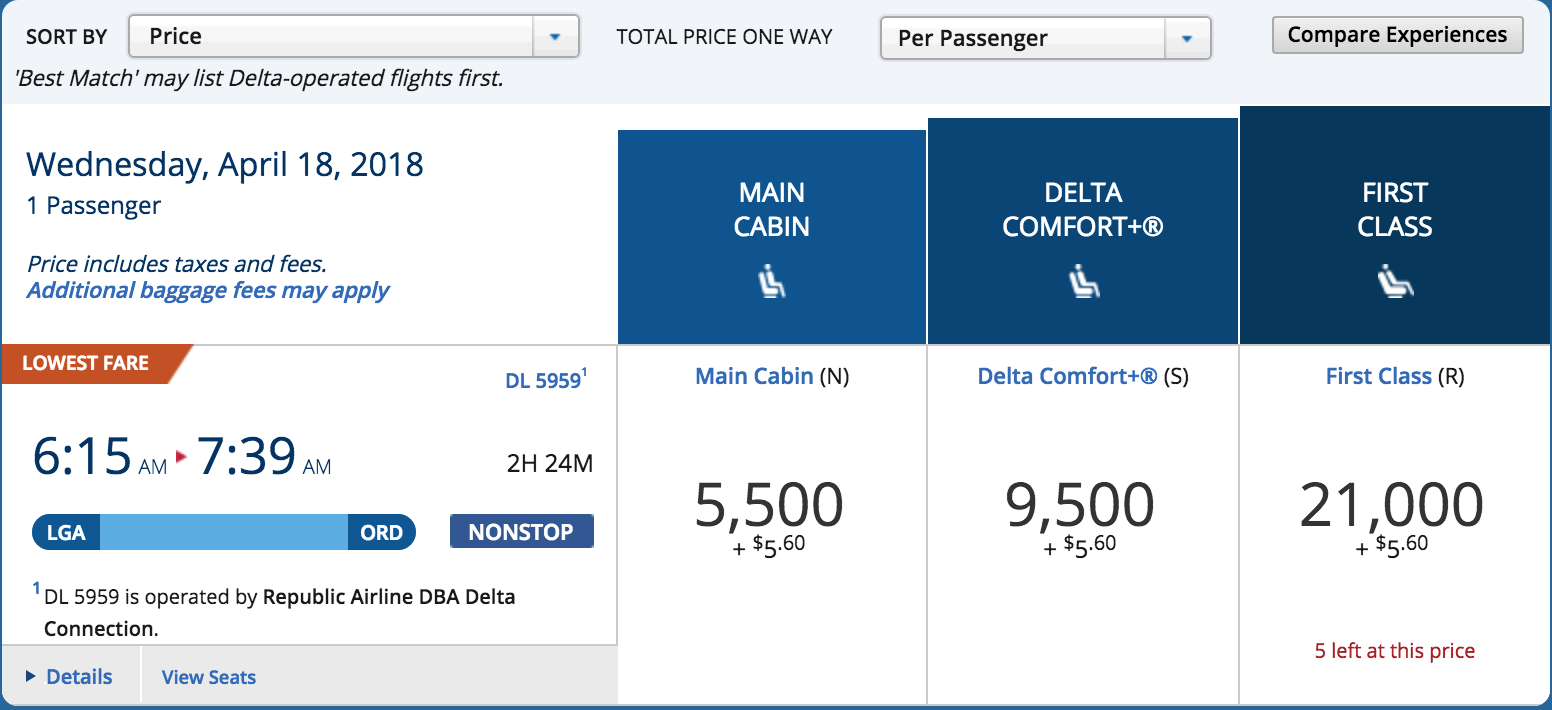 Fly between New York and Chicago for 11K SkyMiles Round-Trip (Image: Delta.com)