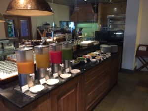 a buffet with different drinks