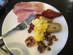 a plate of food with a fork