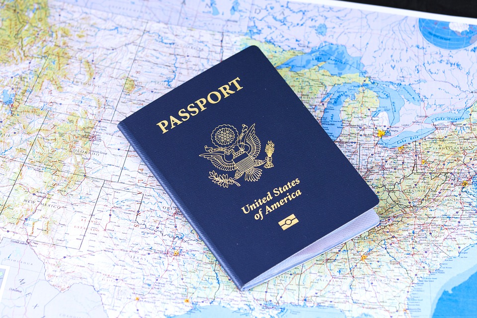 a passport on a map